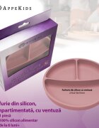 APPEKIDS Farfurie compartimentata din silicon cu ventuza Old Rose