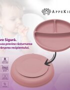 APPEKIDS Farfurie compartimentata din silicon cu ventuza Old Rose