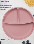 APPEKIDS Farfurie compartimentata din silicon cu ventuza Old Rose