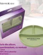 APPEKIDS Farfurie compartimentata din silicon cu ventuza Raw Green
