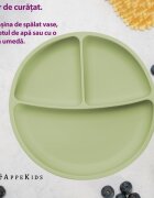 APPEKIDS Farfurie compartimentata din silicon cu ventuza Raw Green