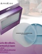 APPEKIDS Farfurie compartimentata din silicon cu ventuza si capac Aqua Blue