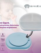 APPEKIDS Farfurie compartimentata din silicon cu ventuza si capac Aqua Blue