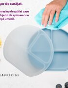 APPEKIDS Farfurie compartimentata din silicon cu ventuza si capac Aqua Blue