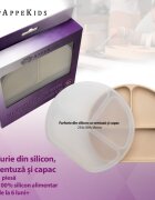 APPEKIDS Farfurie compartimentata din silicon cu ventuza si capac Bubble Beige