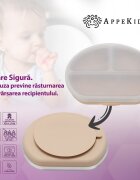 APPEKIDS Farfurie compartimentata din silicon cu ventuza si capac Bubble Beige