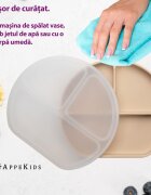 APPEKIDS Farfurie compartimentata din silicon cu ventuza si capac Bubble Beige