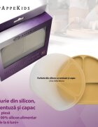 APPEKIDS Farfurie compartimentata din silicon cu ventuza si capac Honey