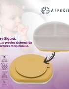 APPEKIDS Farfurie compartimentata din silicon cu ventuza si capac Honey