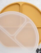 APPEKIDS Farfurie compartimentata din silicon cu ventuza si capac Honey