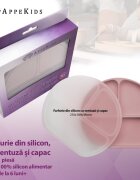 APPEKIDS Farfurie compartimentata din silicon cu ventuza si capac Old Rose