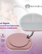APPEKIDS Farfurie compartimentata din silicon cu ventuza si capac Old Rose