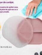 APPEKIDS Farfurie compartimentata din silicon cu ventuza si capac Old Rose