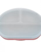APPEKIDS Farfurie compartimentata din silicon cu ventuza si capac Old Rose