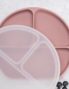 APPEKIDS Farfurie compartimentata din silicon cu ventuza si capac Old Rose