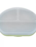 APPEKIDS Farfurie compartimentata din silicon cu ventuza si capac Raw Green