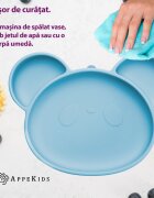 APPEKIDS Farfurie din silicon cu ventuza Panda Aqua Blue