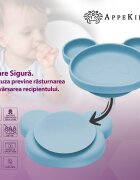 APPEKIDS Farfurie din silicon cu ventuza Panda Aqua Blue