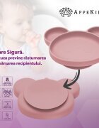 APPEKIDS Farfurie din silicon cu ventuza Panda Old Rose