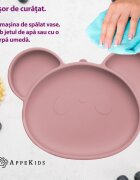 APPEKIDS Farfurie din silicon cu ventuza Panda Old Rose