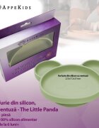 APPEKIDS Farfurie din silicon cu ventuza Panda Raw Green