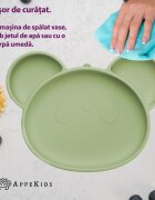 APPEKIDS Farfurie din silicon cu ventuza Panda Raw Green