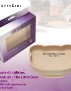 APPEKIDS Farfurie din silicon cu ventuza The Little Bear Bubble Beige