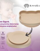 APPEKIDS Farfurie din silicon cu ventuza The Little Bear Bubble Beige