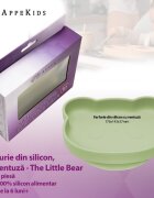 APPEKIDS Farfurie din silicon cu ventuza The Little Bear Raw Green