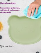 APPEKIDS Farfurie din silicon cu ventuza The Little Bear Raw Green