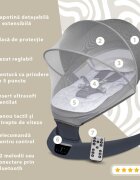 APPEKIDS Leagan electric pentru bebelusi cu spatar reglabil si senzor de miscare Evoque Powder Grey