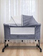 APPEKIDS Patut Co-sleeper multifunctional 4 in 1 Dreamy Grey cu inclinare antireflux functie de leganare manuala 5 niveluri de reglare a inaltimii accesorii incluse