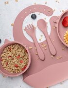 APPEKIDS Set diversificare din silicon 5 piese Kitty Old Rose