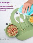 APPEKIDS Set diversificare din silicon 5 piese Kitty Raw Green