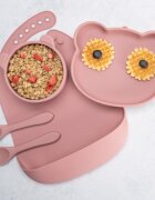 APPEKIDS Set diversificare din silicon 5 piese Panda Old Rose