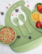 APPEKIDS Set diversificare din silicon 5 piese Panda Raw Green