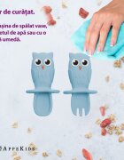 APPEKIDS Set tacamuri din silicon Owl Aqua Blue