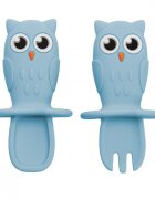 APPEKIDS Set tacamuri din silicon Owl Aqua Blue