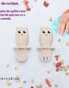 APPEKIDS Set Tacamuri din silicon OWL Bubble Beige