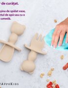 APPEKIDS Set Tacamuri din silicon The Little Bear Bubble Beige