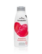 AROMATICS Gel de dus 100 vegan Love cu parfum de iasomie si lemn de santal cu prebiotice vit E si aloe 600ml