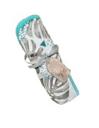 Arus Muselina cu doua fete din bumbac 75x75 cm Leaves Turquoise