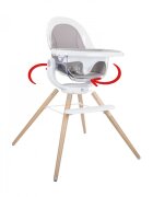 Asalvo Scaun de masa din lemn Madera Adria sptar regalbil si rotativ 360 grade centura de siguranta material detasabil si lavabil