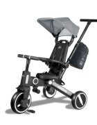 Asalvo Tricicleta pliabila Discovery gri scaun rotativ 360 grade pliere compacta bara de impins centura de siguranta cadru de aluminiu si parasolar reglabil