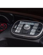 Aston Martin Masinuta electrica pentru copii DBX negru 100W cu telecomanda suspensii lumini panou audio scaun piele si roti din spuma Eva