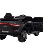 Aston Martin Masinuta electrica pentru copii DBX negru 100W cu telecomanda suspensii lumini panou audio scaun piele si roti din spuma Eva