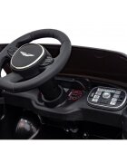 Aston Martin Masinuta electrica pentru copii DBX negru 100W cu telecomanda suspensii lumini panou audio scaun piele si roti din spuma Eva