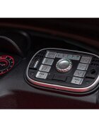 Aston Martin Masinuta electrica pentru copii DBX rosu 100W cu telecomanda suspensii lumini panou audio scaun piele si roti din spuma Eva