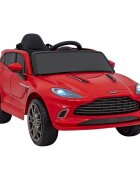Aston Martin Masinuta electrica pentru copii DBX rosu 100W cu telecomanda suspensii lumini panou audio scaun piele si roti din spuma Eva
