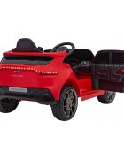Aston Martin Masinuta electrica pentru copii DBX rosu 100W cu telecomanda suspensii lumini panou audio scaun piele si roti din spuma Eva